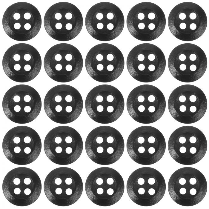 PATIKIL 木製ボタン 4/9インチ（12mm）、50個木製ボタン 4つ穴 丸型 手作り装飾ボタン 手芸 縫製 衣類アクセサリー 黒色