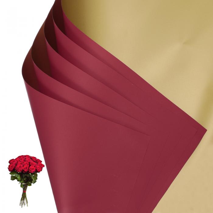 PATIKIL 花ギフト包装紙 20枚 両面金色防水ブーケ用包装紙フローリスト用品パッケージングフローラルペーパー結婚式DIYクラフトバレンタイン用 クラレット/金色