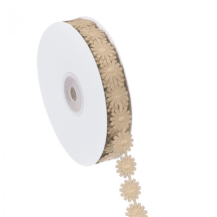 PATIKIL デイジーフラワーレーストリム DIYクラフト用のレーストリム編み刺繍リボン 装飾用ヘアバンド 花嫁ウェディングデコレーション 茶色