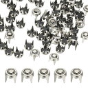PATIKIL 5mm ラインストーンスタッド 70セット メタルクロービーズネイルヘッドリベットデコラティブリフィルリベット レザークラフト用 デコレパーツ 修理用 服 ベルト バッグ 靴 黒 グレー シルバートーン
