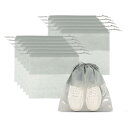 PATIKIL 旅行用シューズバッグ12インチ、12個の防塵引き紐バッグ 非織布 旅行用シューズ収納バッグ クリアウィンドウ付き 女性用 男性用 ハンドバッグ 財布用 グレー