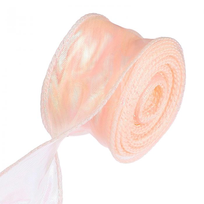 PATIKIL 1.6"×10ヤードの光沢のあるオーガ ンザリボン レーざーシアーオーガ ンザワイヤリボン ギフトフラワーブーケ包装用の輝くフィッシュテールフ ァブリックリボン ライトピンク