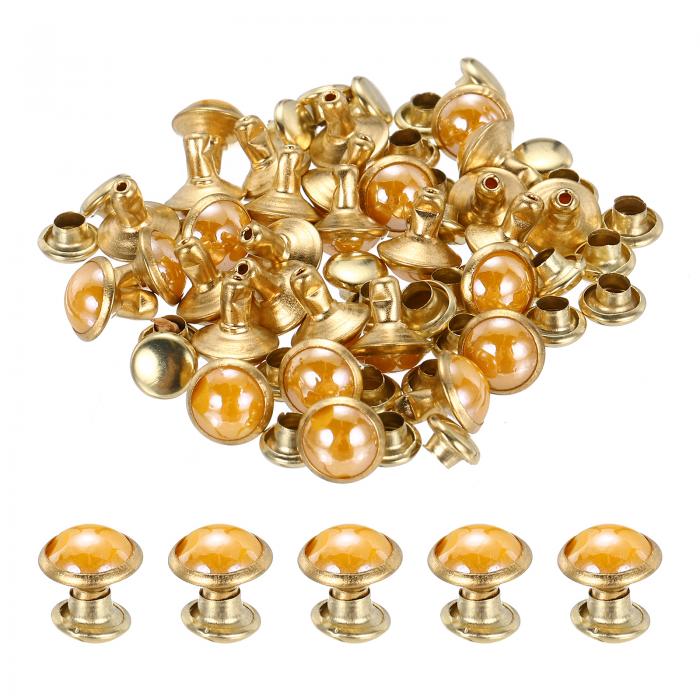 PATIKIL 7.5mm ターコイズラピッドリベット 30セット レザーリベットスタッズリベットダブルキャップス パ イ クリベット レザークラフト用 装飾修理DIY衣類ベルトバッグ靴 アンバー