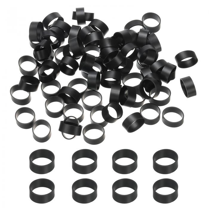 PATIKIL シリコーンラバーバンドケーブルタイ0.6" 80個フラットラバーエラスティックバンド オフィス用品ホームコードラッピング用 黒