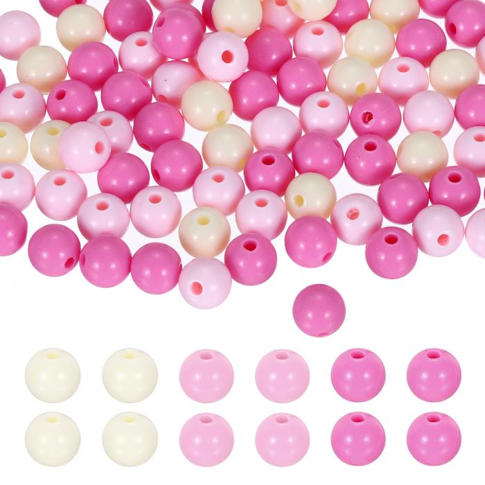 PATIKIL 8mmアクリルラウンドビーズ 500個 バブルルーズスムーススペーサービーズ ホール付き DIYクラフト宝石メイキング用 カラフルなネックレス ブレスレット イヤリング ピンク