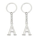 PATIKIL イニシャルレターキーチェーン 2個セット アルファベットAペンダントキーリング バックパック 財布 バッグ用 シルバー