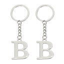 PATIKIL イニシャルレターキーチェーン 2個セット アルファベットBペンダントキーリング バックパック 財布 バッグ用 シルバー