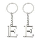 PATIKIL イニシャルレターキーチェーン 2個セット アルファベットEペンダントキーリング バックパック 財布 バッグ用 シルバー