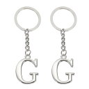 PATIKIL イニシャルレターキーチェーン 2個セット アルファベットGペンダントキーリング バックパック 財布 バッグ用 シルバー