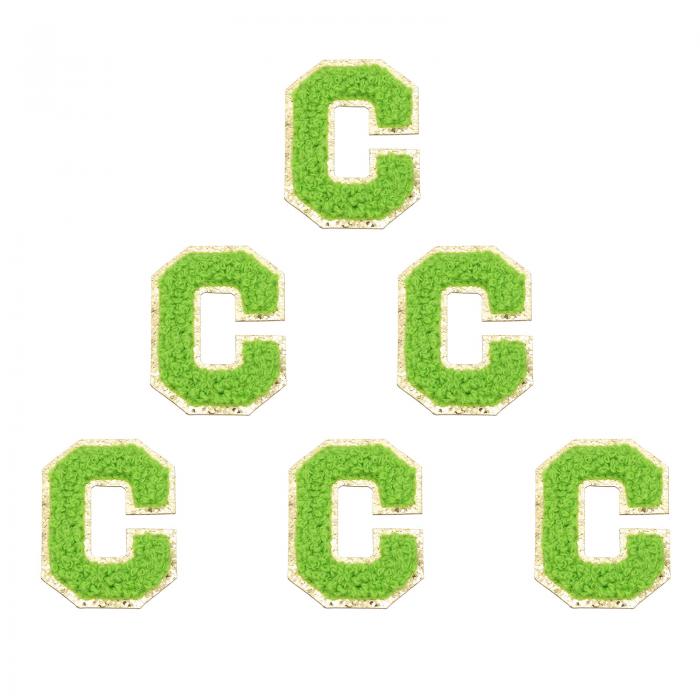 PATIKIL 6枚セット アルファベットC 刺繍ワッペン 英語字母 男女ワッペン アップリケワッペン 靴用帽子バッグジーンズ DIY 緑