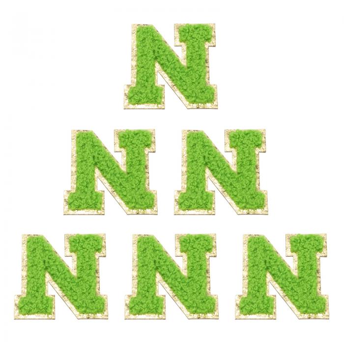 PATIKIL 6枚セット アルファベットN 刺繍ワッペン 英語字母 男女ワッペン アップリケワッペン 靴用帽子バッグジーンズ DIY 緑