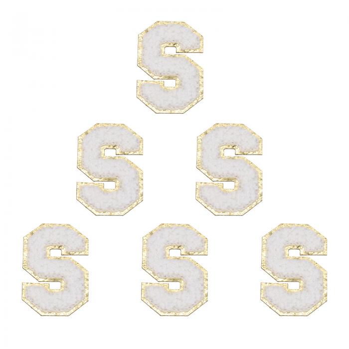 PATIKIL 6枚セット アルファベットS 刺繍ワッペン 英語字母 男女ワッペン アップリケワッペン 靴用帽子バッグジーンズ DIY ホワイト
