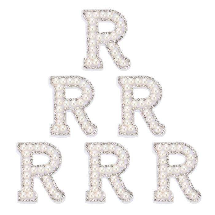 PATIKIL 文字R 6個 DIY ラインストーン アルファベット デコパーツ 装飾 パーツ イニシャル アクセサリーパーツ プレゼント ホワイト
