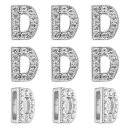 PATIKIL 30個のレター装飾、ラインストーンレターD装飾水晶アルファベットスライドリストバンドペンダント、宝石メイキングレザーカラーネックレス用、シルバー、14mm(3)