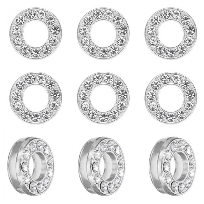 PATIKIL 30個のレター装飾、ラインストーンレターO装飾水晶アルファベットスライドリストバンドペンダント、宝石メイキングレザーカラーネックレス用、シルバー、14mm