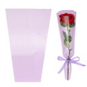 PATIKIL 200パック 花包装袋 ライトパープル 花包装スリーブ リボン付き ブーケ ウェディング 誕生日 卒業式 記念日 アレンジメント ギフトにかわいい 17.7"x4.7"x1.2"
