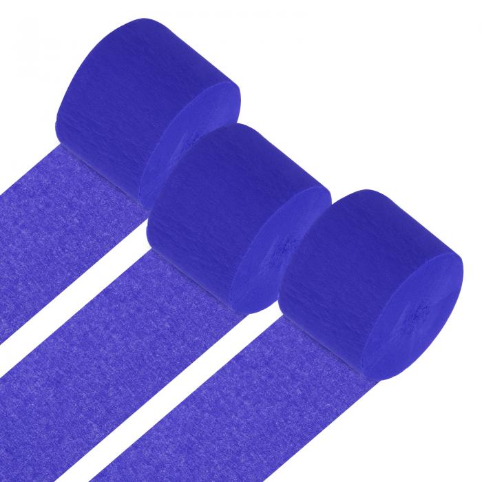 PATIKIL クレープペーパーストリーマー 誕生日結婚式クリスマスパーティー用3ロールデコレーションストリーマー ブルー（1.8