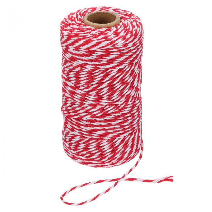 PATIKIL 2mm x 109ヤード 綿ブッチャーツイーン 綿ベーカーズツイーンストリングロープコード ギフトラッピング アートクラフト パーティーデコレーション ガーデニング ダークレッドホワイト