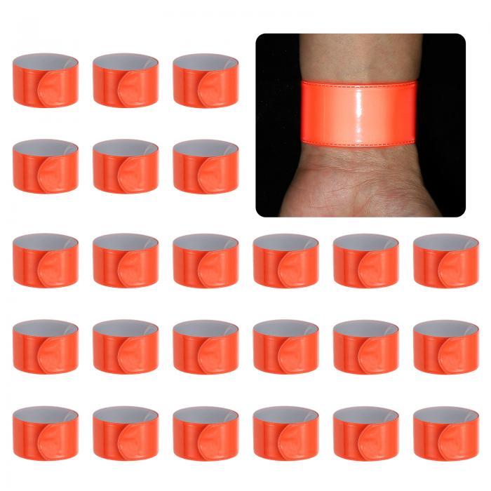 PATIKIL 22cm リフレクティブバンド、24個 リフレクティブアームバンドストラップ リスト リフレクティブランニングギア 安全リフレクティブストラップ ブレスレット 夜間ウォーキング 自転車用 オレンジ