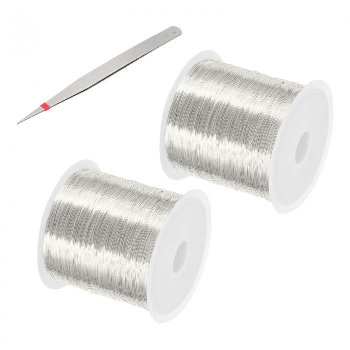 PATIKIL 28ゲージ/0.3 mm 328フィート宝石クラフトワイヤー 2個 銅ビーディングワイヤーとプライヤー ..