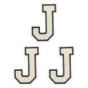 PATIKIL アイロン文字パッチ3パックシェニール文字パッチジーンズ衣類バッグ帽子シャツクラフト修理用刺繍パッチ白いアルファベットJ