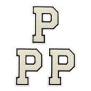 PATIKIL アイロン文字パッチ3パックシェニール文字パッチジーンズ衣類バッグ帽子シャツクラフト修理用刺繍パッチ白いアルファベットP