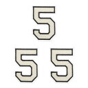 PATIKIL アイロンで付ける数字パッチ3個入りシェニール数字パッチジーンズ衣類バッグ帽子シャツクラフト修理用刺繍パッチ白い数字5