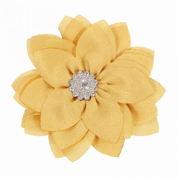 PATIKIL 女性用優雅な花ブローチピン ウェディングパーティーギフトスーツ服帽子ドレス コートアクセサリー用布フラワーフローラルクリス タルブローチラ ペル...