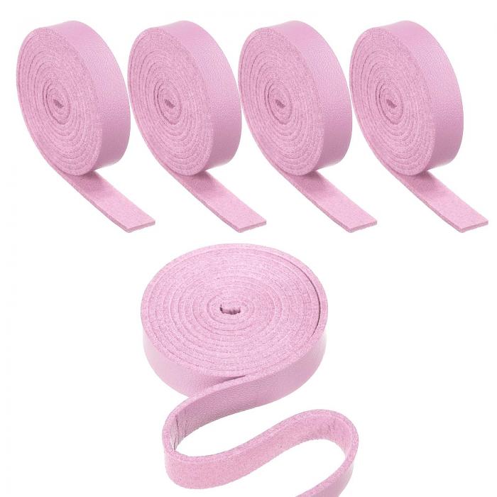 PATIKIL 10mm フラットレザーストラップ 1M 5ロール PUレザーストリップ 片面 DIY 工芸品作り ブレスレット 財布 ストラップ 宝石メイキング用 ピンク