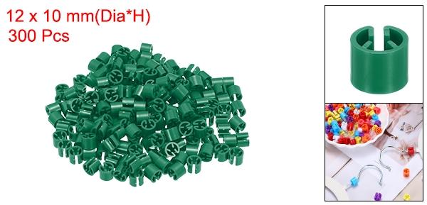 PATIKIL 300個 衣類ハンガーマーカー空白プラスチック衣類タグサイズハンガーマーカー3 mmロッドに適合衣類カラーコーディングスナップラベルアクセサリーダーク緑 2