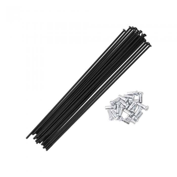 Motoforti 20セット14G ストレートプル自転車スポーク 174mmストレートプル自転車ホイールスポーク 炭素鋼ブラック(4)