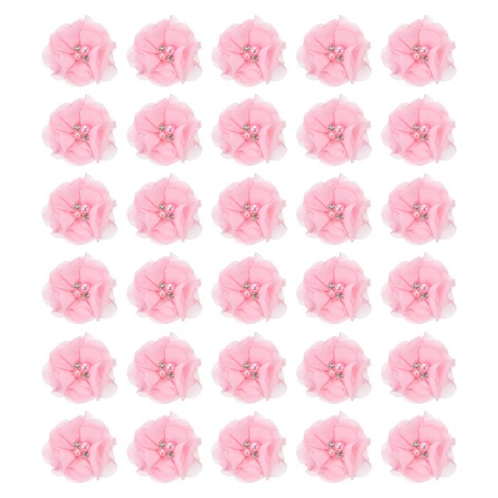 PATIKIL 2インチシフォンフラワー、30個のラインストーンパール縫製布フラワー人工アップリケ装飾品、..