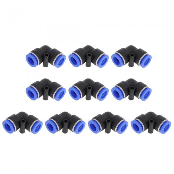 Motoforti プッシュ・トゥ・コネクト・エア・フィッティング 3/8" 90度 2方向コネクタ プラスチック 10..