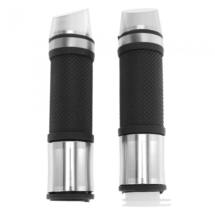 TUCKBOLD 22 mm 24 mm オートバイハンドグリップカバーキット 滑り止め アルミニウム合金 ゴム ハンドルバーカバー オートバイ スクーター 自転車 ATV用 シルバートーン