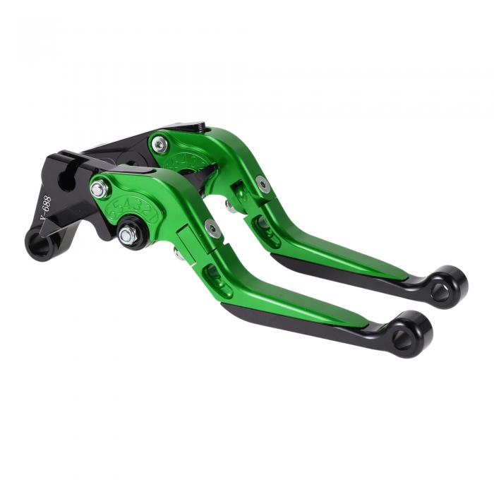 A ABSOPRO Yamahaに対応 YZF R1 99-01用 ショートロングブレーキクラッチレバー アルミニウム合金製 グリーンハンドル ブラックエンド