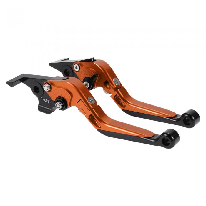 Motoforti Yamahaに対応T-MAX560 19-20用のショートロングブレーキクラッチレバー 6ポジション調整可能なオレンジハンドルブラックエンド