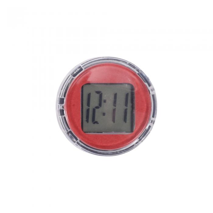 Motoforti 車用時計 赤色 アナログ時計 車用 円形 ABS 2.6x2.6x1cm スティッキー表示 時間 1個