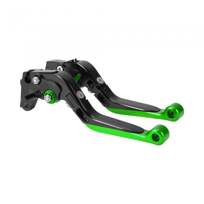 Motoforti Yamahaに対応WR125X 09-15用のショートロングブレーキクラッチレバー アジャスタブルモーターサイクルハンドルブレーキレバー アルミニウム合金 ブラックハンドルグリーンエンド