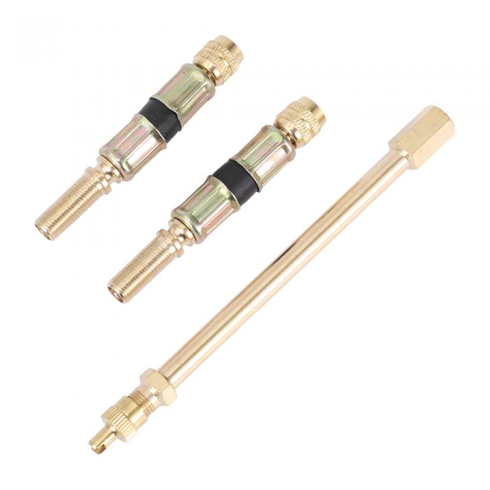 VekAuto 1セット180度の銅製タイヤバルブ延長アダプター、フレキシブルプラスチック製75mmタイヤバルブインフレーションアダプター、車両用、オートバイ用、RV用、トラック用、自転車用