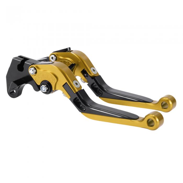 Motoforti Yamahaに対応MT125 2014-2021用のショートロングブレーキクラッチレバー 6ポジションモーターサイクルハンドルブレーキレバー アルミニウム合金 ゴールドトーンヘッドブラックハンドル