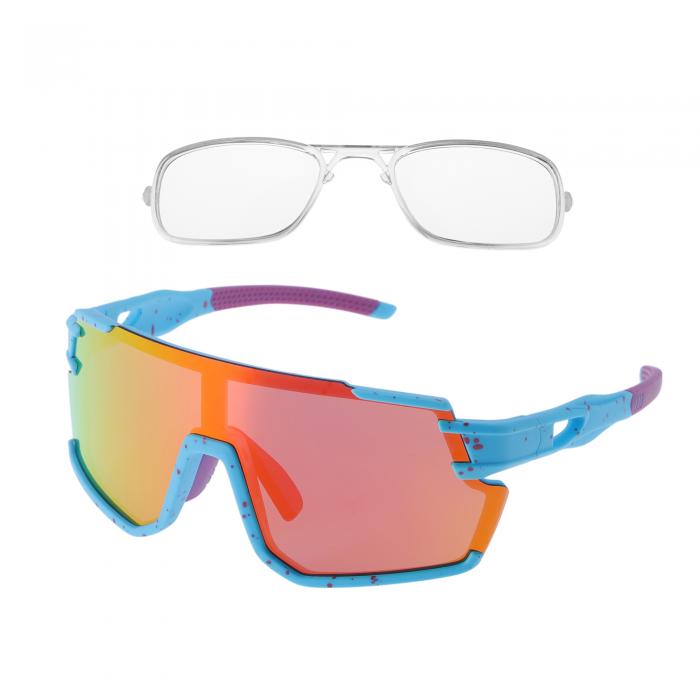 HEROFFIX 1セットのオートバイ用ゴーグル 反射防止 トリアセチールセルロースPC UV400 マウンテンバイクサイクリングサングラス マルチカラーレンズ ブルーにレッドい斑点のフレーム