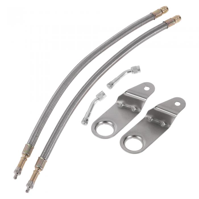 Motoforti 1セット 135度の銅製タイヤバルブ延長アダプター ユニバーサルステンレススチール 350mm タイヤバルブインフレーションアダプター 車両用 オートバイ用 RV用 トラック用 自転車用