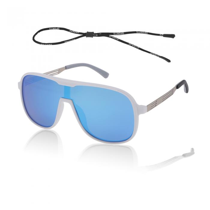 HEROFFIX 1セットのオートバイ用ライディングゴーグル アンチグレア トリアセチールセルロースPC UV400サイクリングサングラス ブルーレンズ ホワイトシルバートーンフレーム