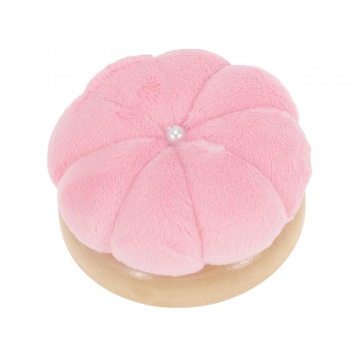 CAPASTEC ピンクッション 木製ベースの針ピンクッション かぼちゃデザインの丸いピンクッション 裁縫針ホルダーやDIYクラフト用 ピンク