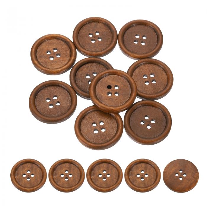 uxcell 木製ボタン 50個 35mm(1 3/8