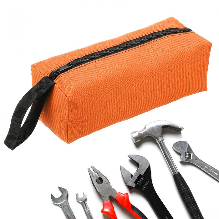 uxcell ジッパーユーティリティツールバッグ 10.2x4x3.3インチ マルチ目的オックスフォードクロストートツールポーチ 小さな整理バッグ ストレージさまざまな電気工具 ドライバー オレンジ