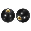 uxcell 5個のねじ込みボールノブ M5女性ねじサーモセットボールノブ20mm直径丸い操作ボールハンドル 銅挿入付き 機械レバーハンドル用 黒
