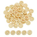 uxcell 50個入り 木製ボタン 10mm(13/32