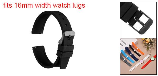 uxcell 16mm クイックリリースフレキシブルで柔らかいシリコンウォッチバンド ステンレススチール 黒クラ スプ付き交換用リストバンド 男性用女性用 黒