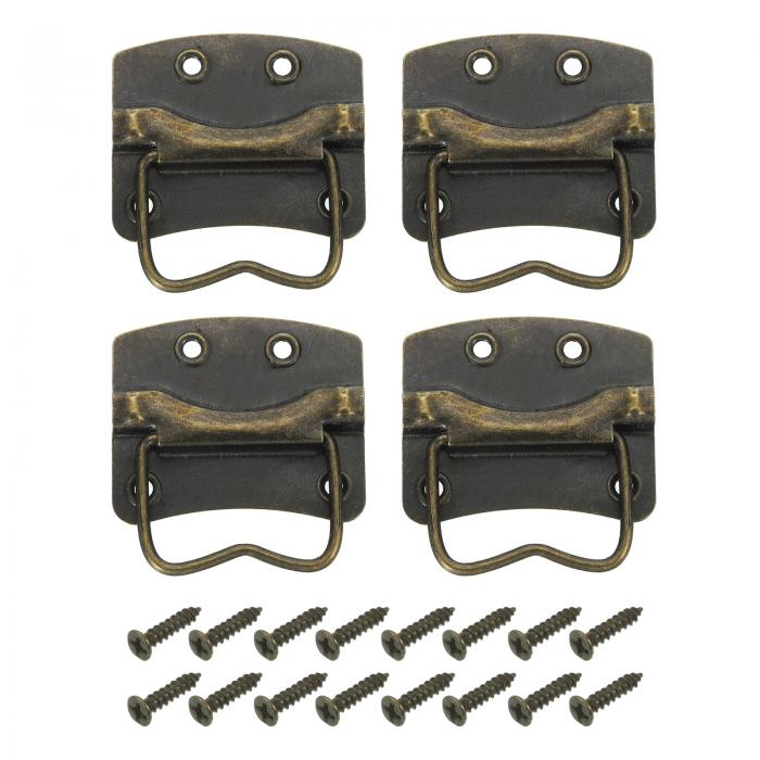 uxcell 4個の交換ハンドル 42 x 33 mmのサイドリングプルリフティングハンドル メタルスプレーペイント木製ボックスプーラーハンドル ホームツールボックスケース引き出し用のネジ付き ブロンズ